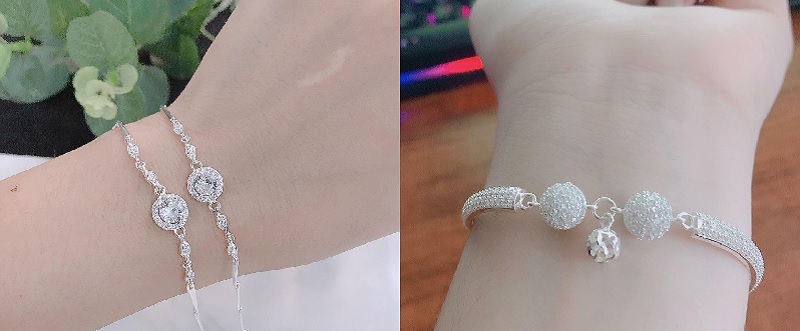 Lắc tay bạc nữ mặt tròn nhỏ